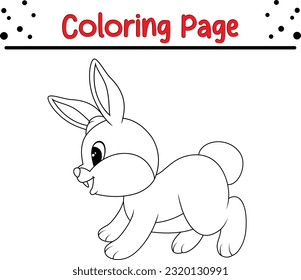 Rabbit coloring page. Easter bunny cartoon character in black and white outline.