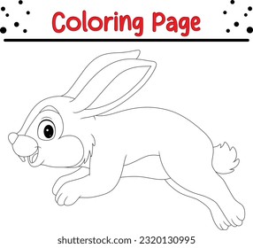 Rabbit coloring page. Easter bunny cartoon character in black and white outline.