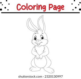 Rabbit coloring page. Easter bunny cartoon character in black and white outline.