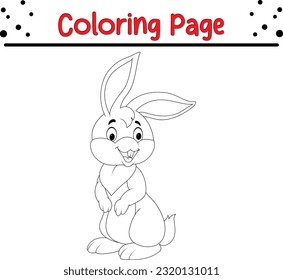 Rabbit coloring page. Easter bunny cartoon character in black and white outline.