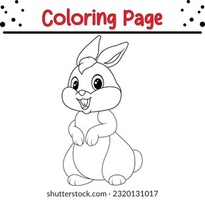 Rabbit coloring page. Easter bunny cartoon character in black and white outline.