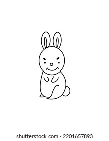 Rabbit Coloring Page Isolated for Kids. Rabbit icon vector isolated on white background. illustration. for home decor such as posters, wall art, tote bag, t-shirt print, sticker, mobile case