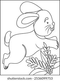 Rabbit Coloring Page For Kids Coloring Page Child Page Vector.