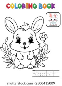 Rabbit coloring page for kids. Vector illustration .coloring page for children. home activity