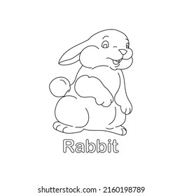 Rabbit Coloring Page Line Art Animal Stock Vector (Royalty Free ...