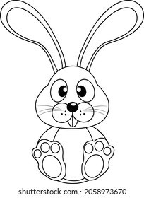 Rabbit Coloring Page Vector Art Illustration Stock Vector (Royalty Free ...