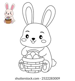 Dibujos para colorear de conejo para niños. Trazo y color conejo. Un lindo Vector de animales de pascua de conejo. Conejo contorno. Libro para colorear para niños. Hojas de trabajo de jardín de infantes y preescolar imprimibles para niños. 