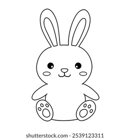 Rabbit coloring pages for kids. Trace and color cute rabbit. Rabbit animal flashcard. Cute rabbit easter isolated on white background. Kindergarten and preschool worksheets printable for kids. 