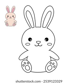 Páginas de coloração de coelho para crianças. Trace e cor bonito coelho. Cartão de coelho animal. Easter coelho bonito isolado no fundo branco. Planilhas de jardim de infância e pré-escola imprimíveis para crianças. 