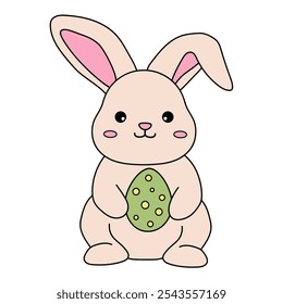 Rabbit coloring pages for kids. Trace and color rabbit. A cute rabbit easter animals vector. Rabbit outline. Coloring book for kids. Kindergarten and preschool worksheets printable for kids. 