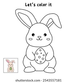 Rabbit coloring pages for kids. Trace and color rabbit. A cute rabbit easter animals vector. Rabbit outline. Coloring book for kids. Kindergarten and preschool worksheets printable for kids. 