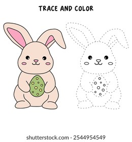 Páginas de coloração de coelho para crianças. Rastrear e colorir coelho. Um bonito coelho easter animais vetor. Contorno do coelho. Livro de colorir para crianças. Planilhas de jardim de infância e pré-escola imprimíveis para crianças. 