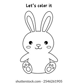 Rabbit coloring pages for kids. Trace and color cute rabbit. Rabbit animal flashcard. Cute rabbit easter isolated on white background. Kindergarten and preschool worksheets printable for kids. 