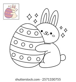 Rabbit coloring pages for kids. Trace and color rabbit. Coloring page activity for easter worksheet. Rabbit easter clipart vector. Kindergarten and preschool worksheets printable for kids. 