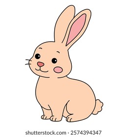 Rabbit coloring pages for kids. Trace and color cute rabbit. Rabbit animal flashcard. Cute rabbit easter isolated on white background. Kindergarten and preschool worksheets printable for kids.