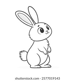 Rabbit coloring pages for kids. Trace and color cute rabbit. Rabbit animal flashcard. Cute rabbit easter isolated on white background. Kindergarten and preschool worksheets printable for kids.