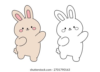Dibujos para colorear de conejo para niños. Trazo y color Conejo. Dibujo para colorear de conejo. Página para colorear de conejo animal para niños actividad imprimible.