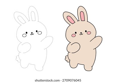 Dibujos para colorear de conejo para niños. Trazo y color Conejo. Dibujo para colorear de conejo. Página para colorear de conejo animal para niños actividad imprimible.