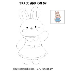 Dibujos para colorear de conejo para niños. Trazo y color Conejo. Dibujo para colorear de conejo. Página para colorear de conejo animal para niños actividad imprimible.