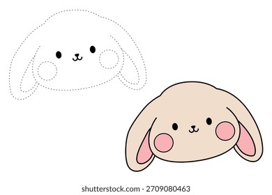 Dibujos para colorear de conejo para niños. Trazo y color Conejo. Dibujo para colorear de conejo. Página para colorear de conejo animal para niños actividad imprimible.