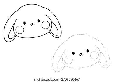 Dibujos para colorear de conejo para niños. Trazo y color Conejo. Dibujo para colorear de conejo. Página para colorear de conejo animal para niños actividad imprimible.