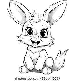 Rabbit, colouring book for kids, vector illustration