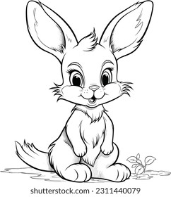 Rabbit, colouring book for kids, vector illustration