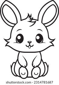 Rabbit, colouring book for kids, vector illustration	