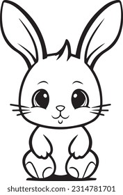 Rabbit, colouring book for kids, vector illustration	