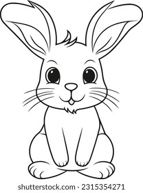 Rabbit, colouring book for kids, vector illustration