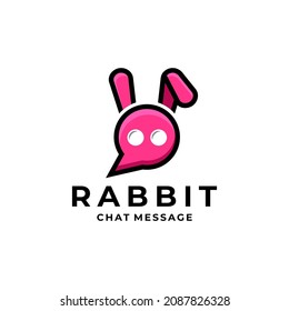 Rabbit combination with icon chat message in background white ,vector logo design editable