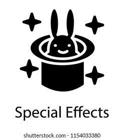 
Rabbit coming out of a magician’s cap, special effect icon
