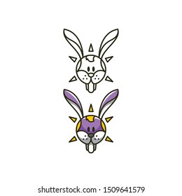 Rabbit Compass line logo icon vector