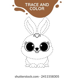 rabbit complete the picture dashed line drawing activity cute outline illustration suitable for coloring books page for children black and white educational preschool activity sheet vector isolated