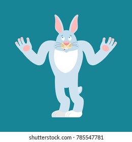 Rabbit confused emoji oops face avatar. Hare perplexed emotions. Animal surprise. Easter Vector illustration