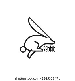 Rabbit continuous line art vector illustration. Mono line design style