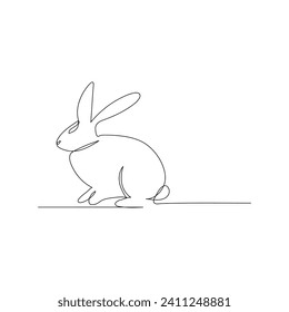 Rabbit continuous one line drawing outline vector illustration