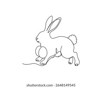 Coelho contínuo um desenho de linha, coelho único uma arte de linha, estilo linear, isolado em um fundo branco
