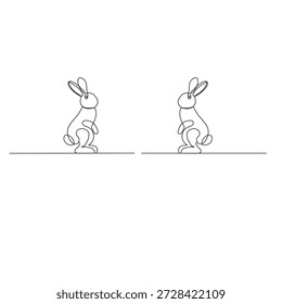 Rabbit continuous one line drawing minimalist outline vector illustration