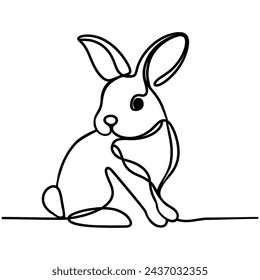 Rabbit continuous one line drawing,vector