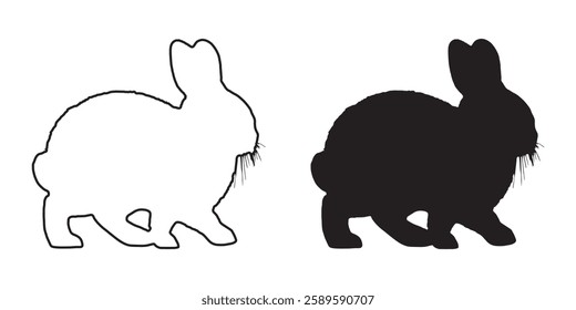 Rabbit Contour Design - Elegant Rabbit Outline for Digital Art

