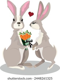 Rabbit coupes Lovers vector design