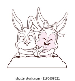 Rabbit couple cartoons