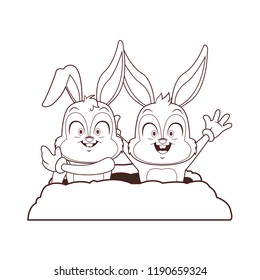 Rabbit couple cartoons