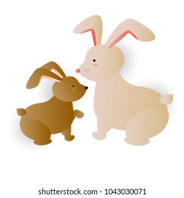 rabbit couple isolated on white background,animal cute cartoon,vector illustration