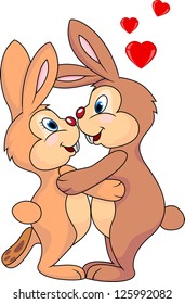 Rabbit couple kissing