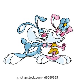 rabbit couple in love