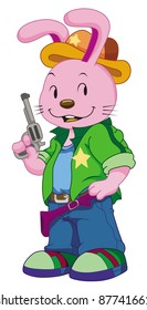 rabbit cowboy is cartoon Vector (Illustration Technique) and cartoon clip-art