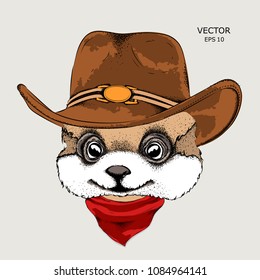 a rabbit in a cowboy hat. vector illustration