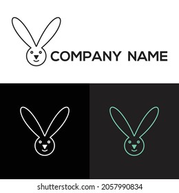 Diseño creativo del logotipo del vector minimalista moderno de conejo